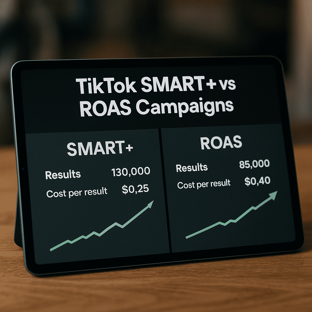 Performance metrics TikTok SMART+ vs ROAS