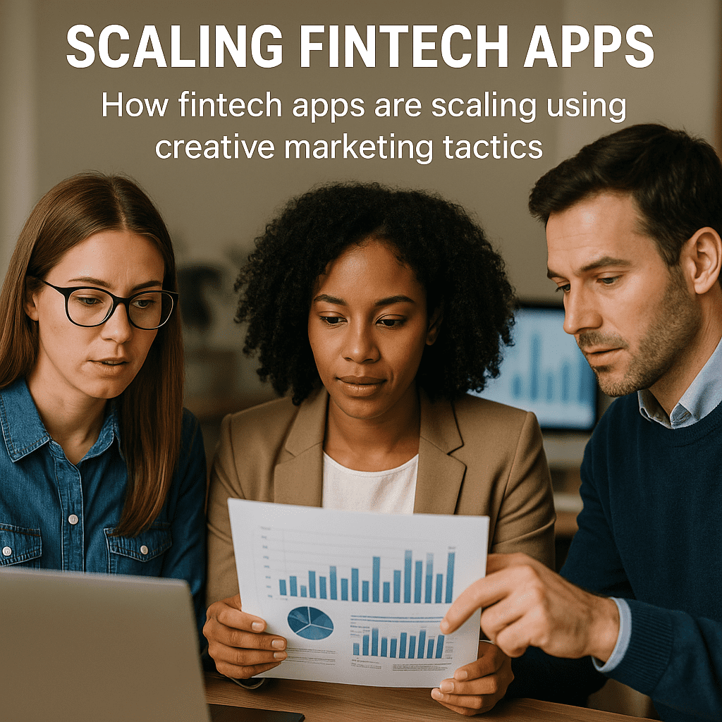 Fintech marketers reviewing creative performance and scaling data.