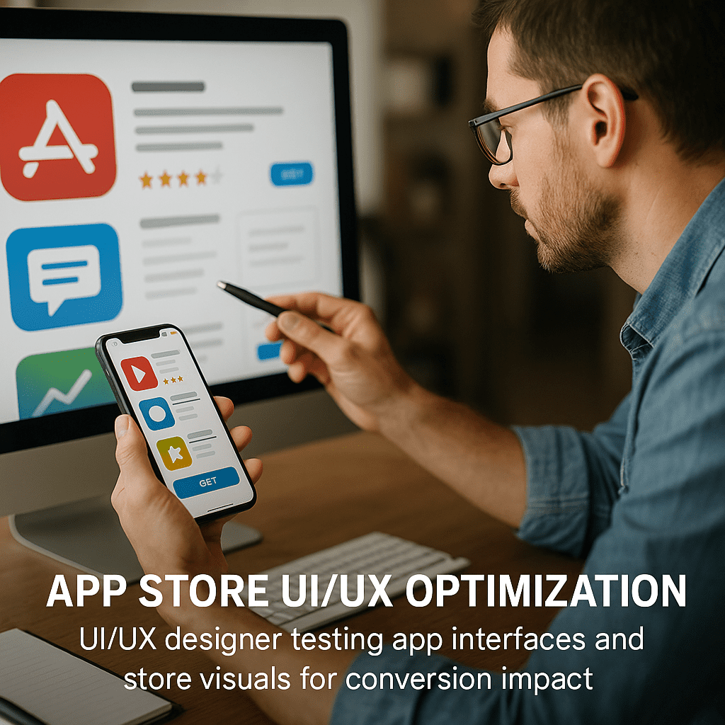 UX designer testing app interfaces and store visuals for conversion impact.